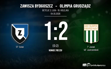 [PIŁKA NOŻNA] Zawisza Bydgoszcz – Olimpia Grudziądz 1:2 w Betclic 2. lidze. Gol Golaka nie wystarczył do odrobienia strat
