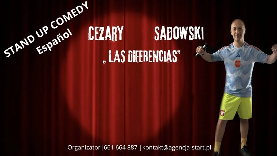 Grafika promocyjna wydarzenia Cezary Sadowski – Las diferencias: stand-up po hiszpańsku