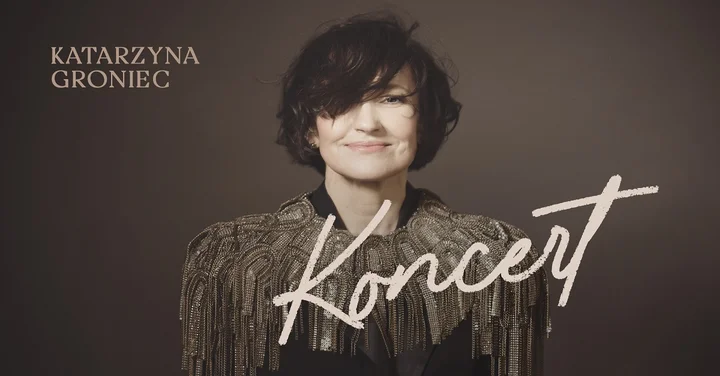 Obrazek przedstawia grafikę promocyjną wydarzenia Katarzyna Groniec z programem „Konstelacje” — koncert w Bydgoszczy