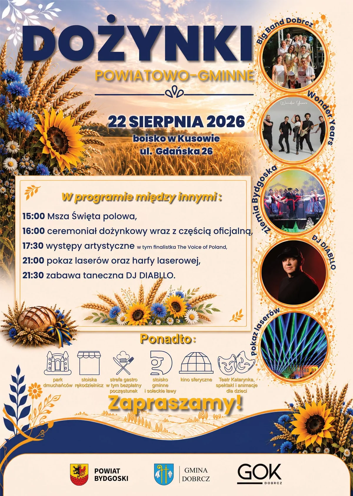 Grafika promocyjna wydarzenia Dożynki Powiatowo-Gminne 2026