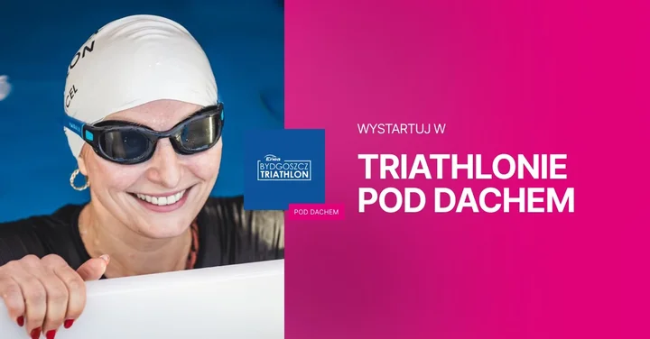 Grafika promocyjna wydarzenia Enea Bydgoszcz Triathlon POD DACHEM — zimowa seria startów (listopad 2025–kwiecień 2026)