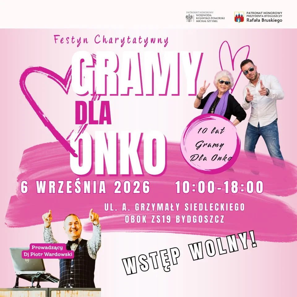Grafika promocyjna wydarzenia Festyn charytatywny Gramy dla Onko w Bydgoszczy