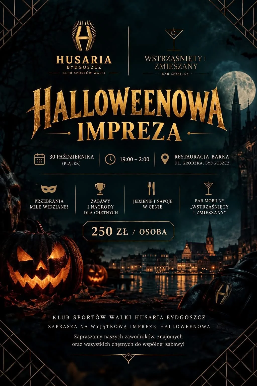 Grafika promocyjna wydarzenia Halloween z Husarią Bydgoszcz: impreza