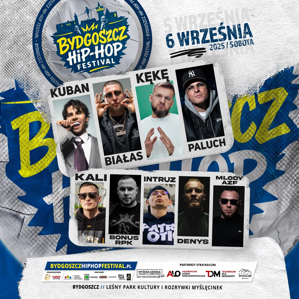 Grafika promocyjna wydarzenia Hip-hopowy festiwal muzyczny w Bydgoszczy we wrześniu 2025