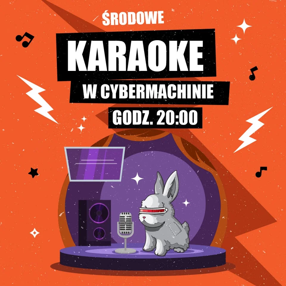 Grafika promocyjna wydarzenia Karaoke w Cybermachinie – śpiewaj w środę
