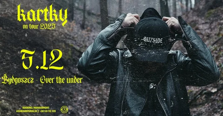 Grafika promocyjna wydarzenia Kartky w Bydgoszczy — koncert 5 grudnia w Over the Under