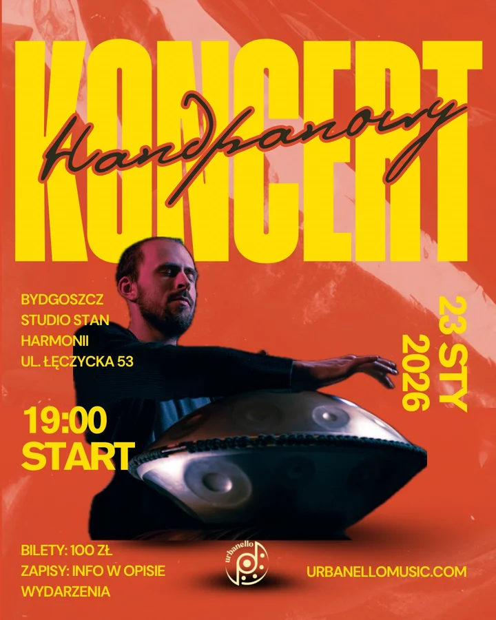 Grafika promocyjna wydarzenia Koncert Handpanowy Bydgoszcz | Urbanello — wieczór dźwiękowego wyciszenia
