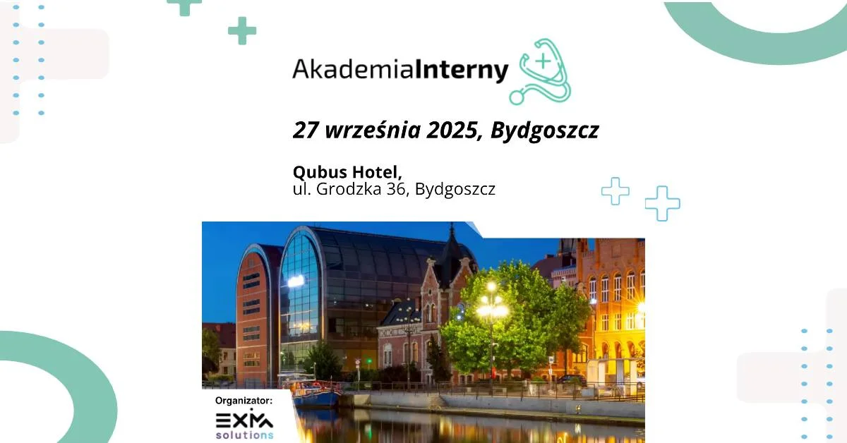 Grafika promocyjna wydarzenia Konferencja medyczna dotycząca interny i praktyki lekarskiej w Bydgoszczy