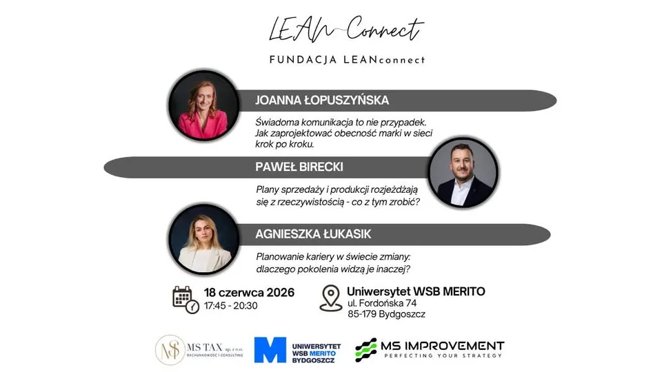 Grafika promocyjna wydarzenia LEANconnect#5 Bydgoszcz 2026 – spotkanie o planowaniu, które naprawdę działa