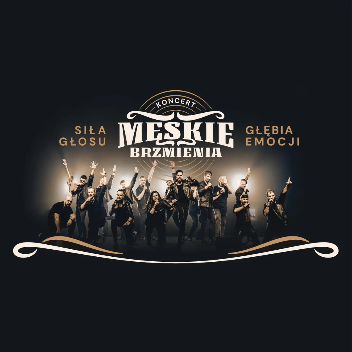 Grafika promocyjna wydarzenia MĘSKIE BRZMIENIA koncert w Bydgoszczy