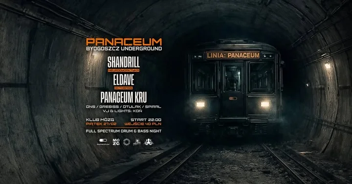 Grafika promocyjna wydarzenia PANACEUM: Bydgoszcz Underground — noc Drum & Bass w MÓZGu