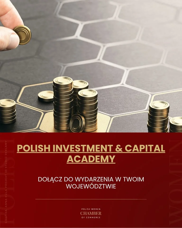 Grafika promocyjna wydarzenia Polish Investment & Capital Academy w Bydgoszczy – bezpłatne spotkanie dla przedsiębiorców