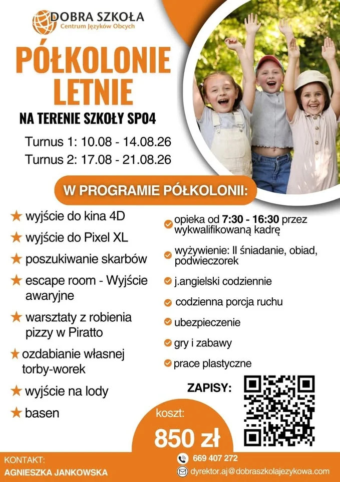 Grafika promocyjna wydarzenia Półkolonie w Fordonie pełne atrakcji