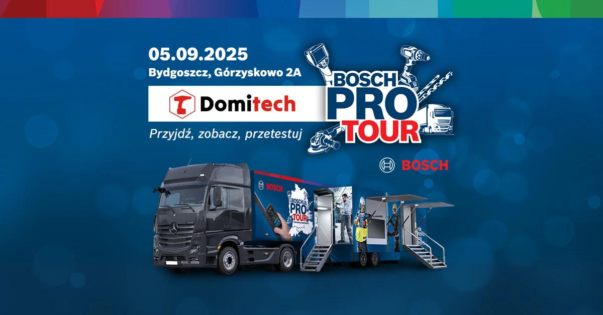 Grafika promocyjna wydarzenia Prezentacja narzędzi Bosch Professional w Bydgoszczy