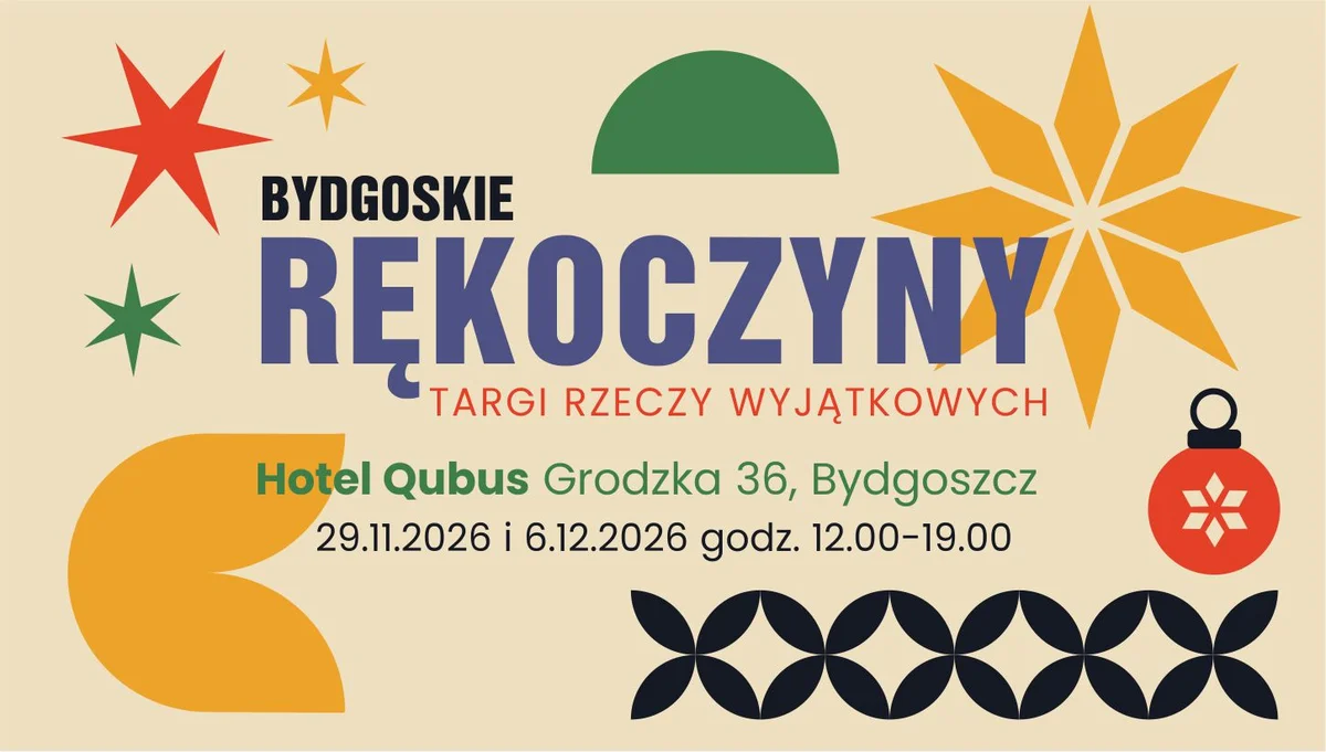 Grafika promocyjna wydarzenia Rękoczyny – targi rzeczy wyjątkowych w Bydgoszczy