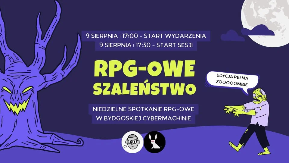 Grafika promocyjna wydarzenia RPG-owe Szaleństwo: Noc żywych trupów – sesje RPG