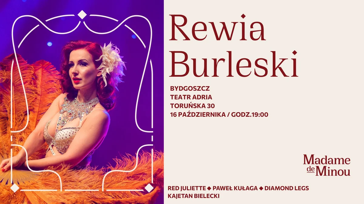 Grafika promocyjna wydarzenia Spektakl burleski w Teatrze Adria w Bydgoszczy