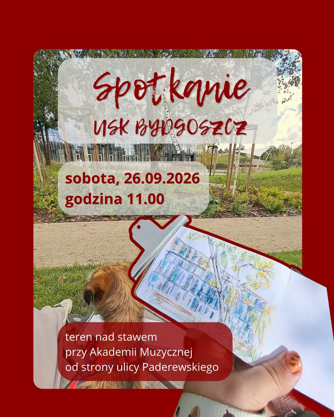 Grafika promocyjna wydarzenia Spotkanie USK Bydgoszcz nad stawem