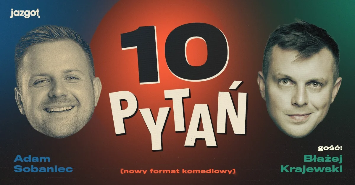 Grafika promocyjna wydarzenia 10 pytań – stand-up Adama Sobańca w Bydgoszczy