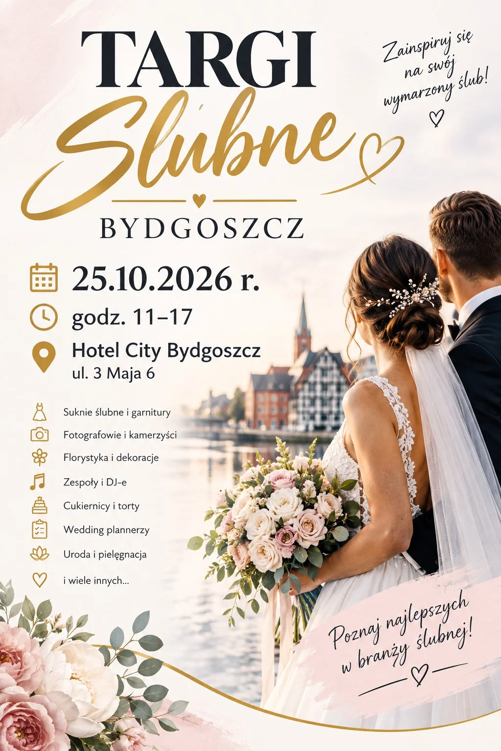 Grafika promocyjna wydarzenia Targi Ślubne Bydgoszcz – inspiracje i porady