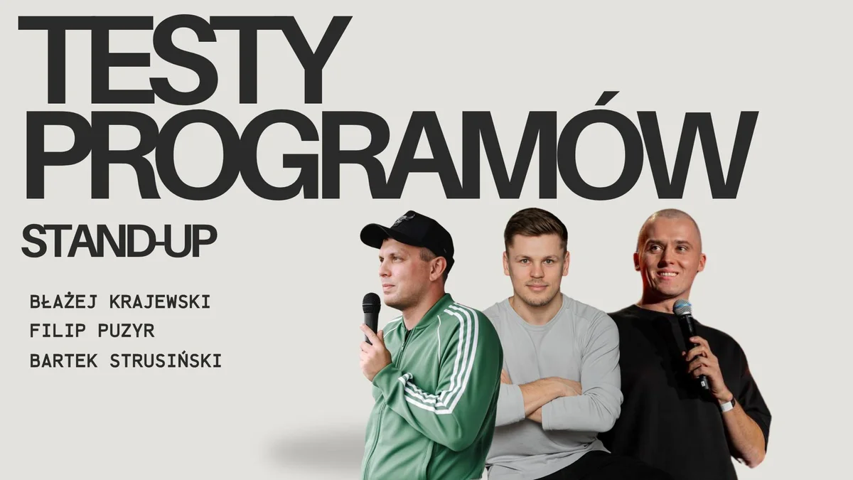 Grafika promocyjna wydarzenia Testy nowych programów stand-up w Bydgoszczy