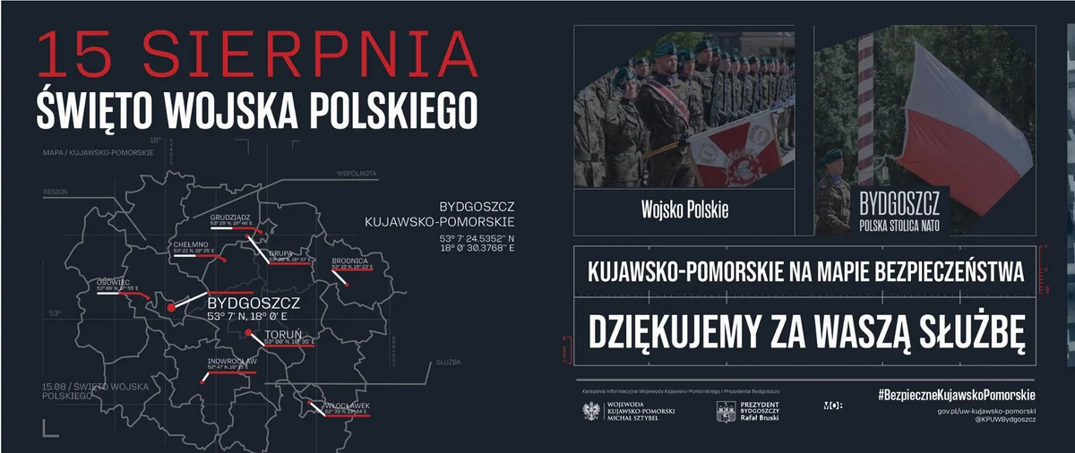 Grafika promocyjna wydarzenia Wojsko Polskie w Bydgoszczy w XX i XXI wieku