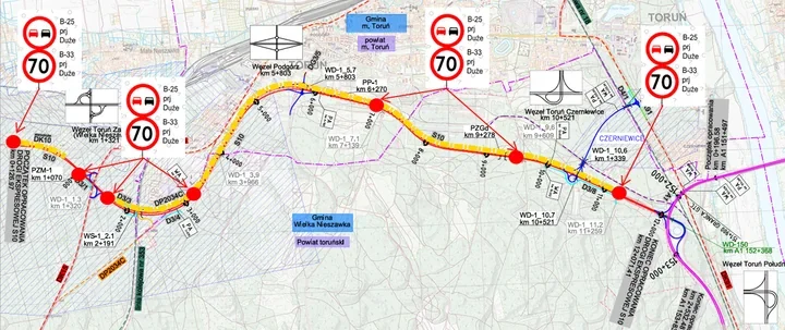 Na S10 pod Toruniem zwężenie i zakaz wyprzedzania na ponad 11 kilometrach