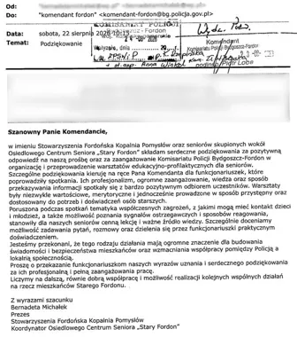 Seniorzy ze Starego Fordonu podziękowali policjantkom za ważne warsztaty
