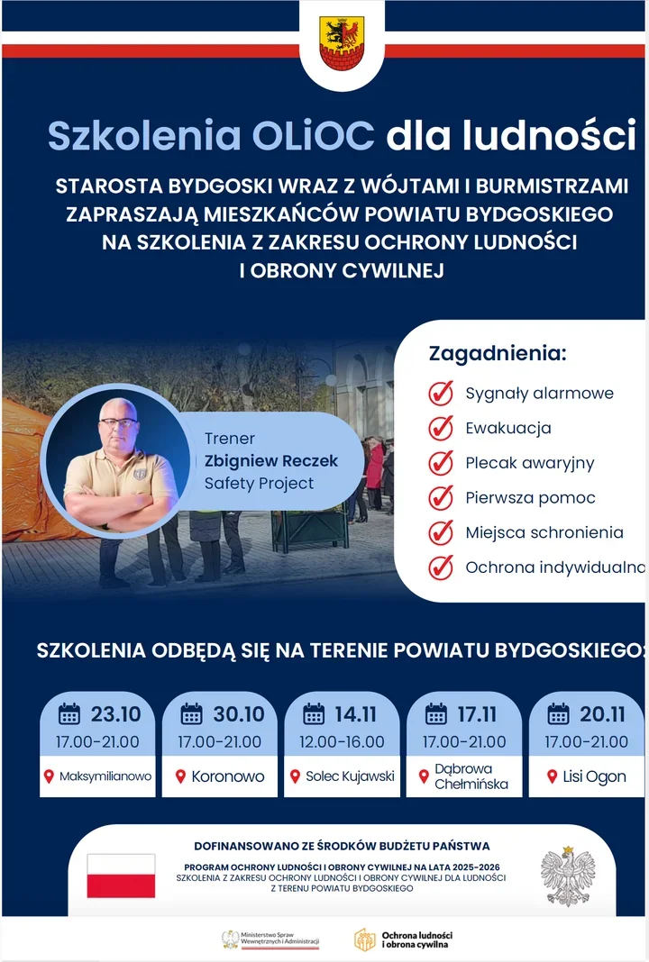 Bezpłatne szkolenia z obrony cywilnej w powiecie bydgoskim